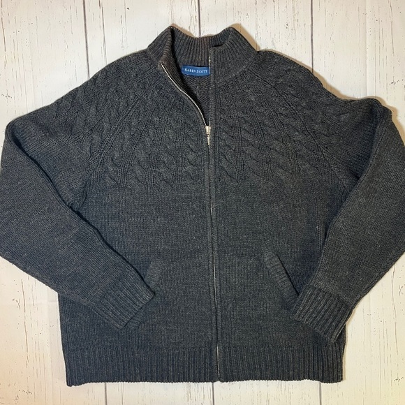 Gray Knitted Sweater Zipper Up by Karen Scott - Picture 6 of 12